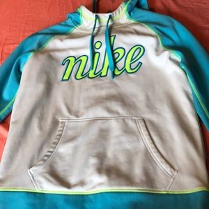 Nike White, Blue, and Neon green hoodie